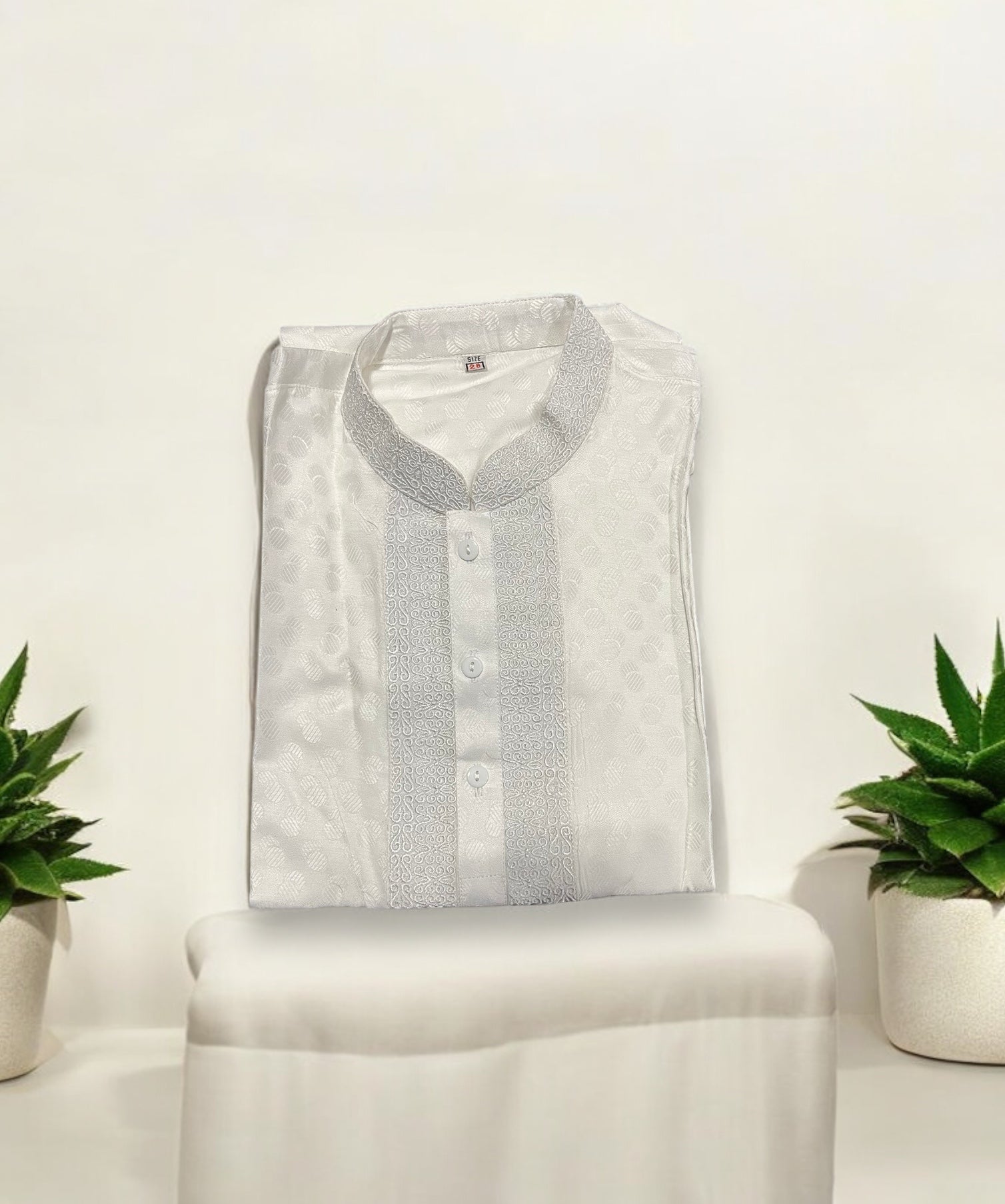 White Classic Comfort: Boys Cotton Kurta, Traditional Cultural Wear - Saree Ghor Charlotte