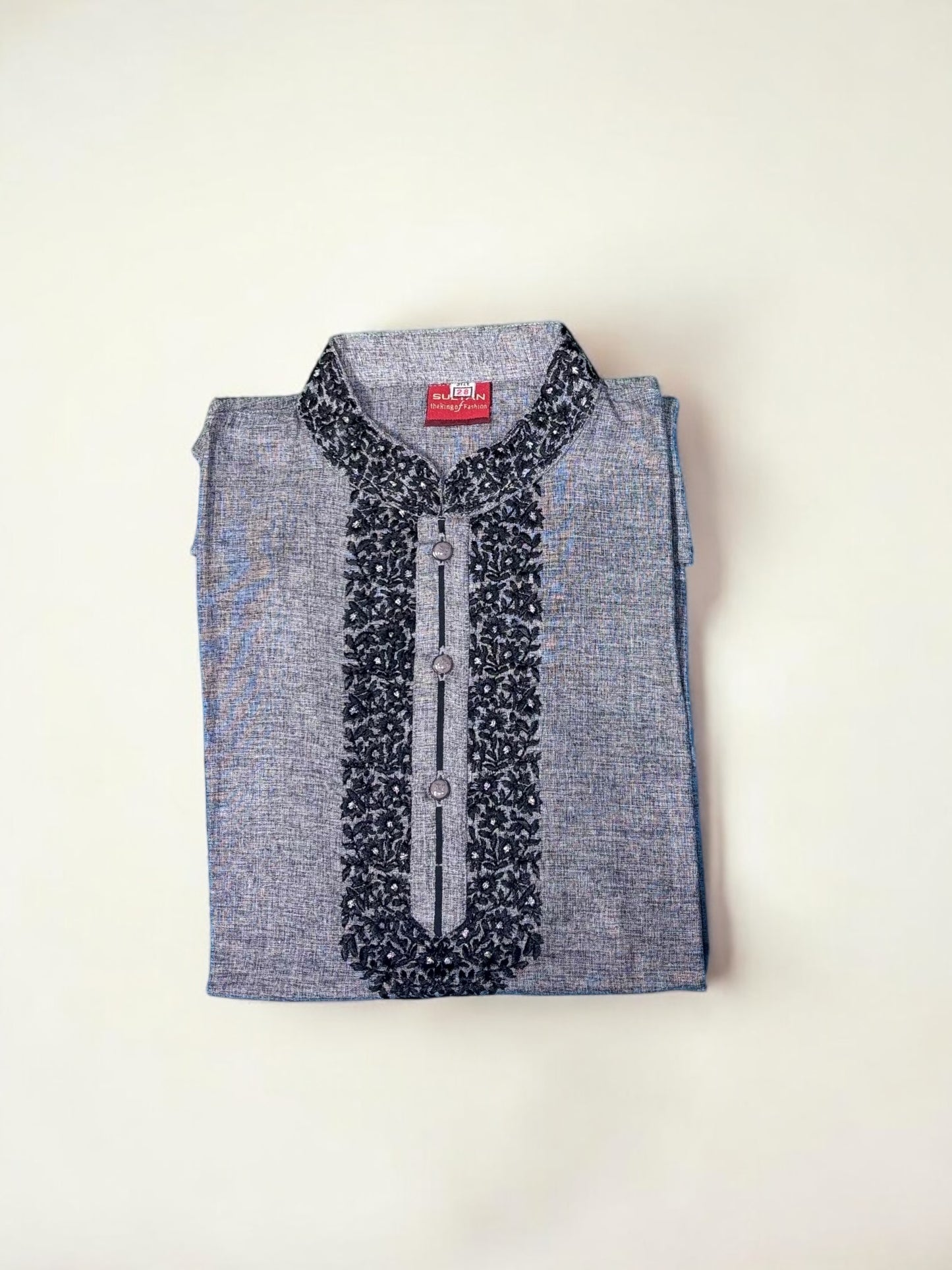 Dark Gray - Soft Cotton Traditional Boys Kurta- 013 - Saree Ghor Charlotte
