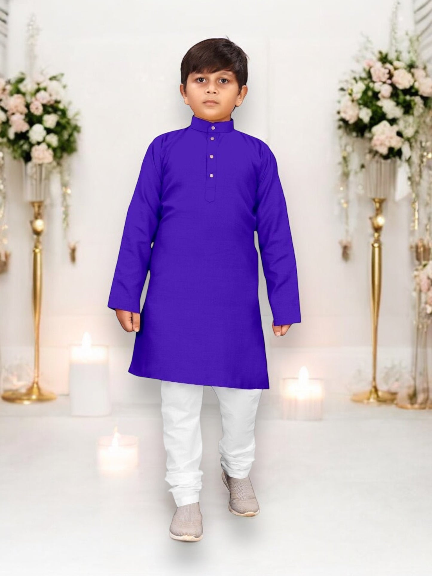 Traditional Boys Cotton Kurta Payjama Set - A - Saree Ghor Charlotte