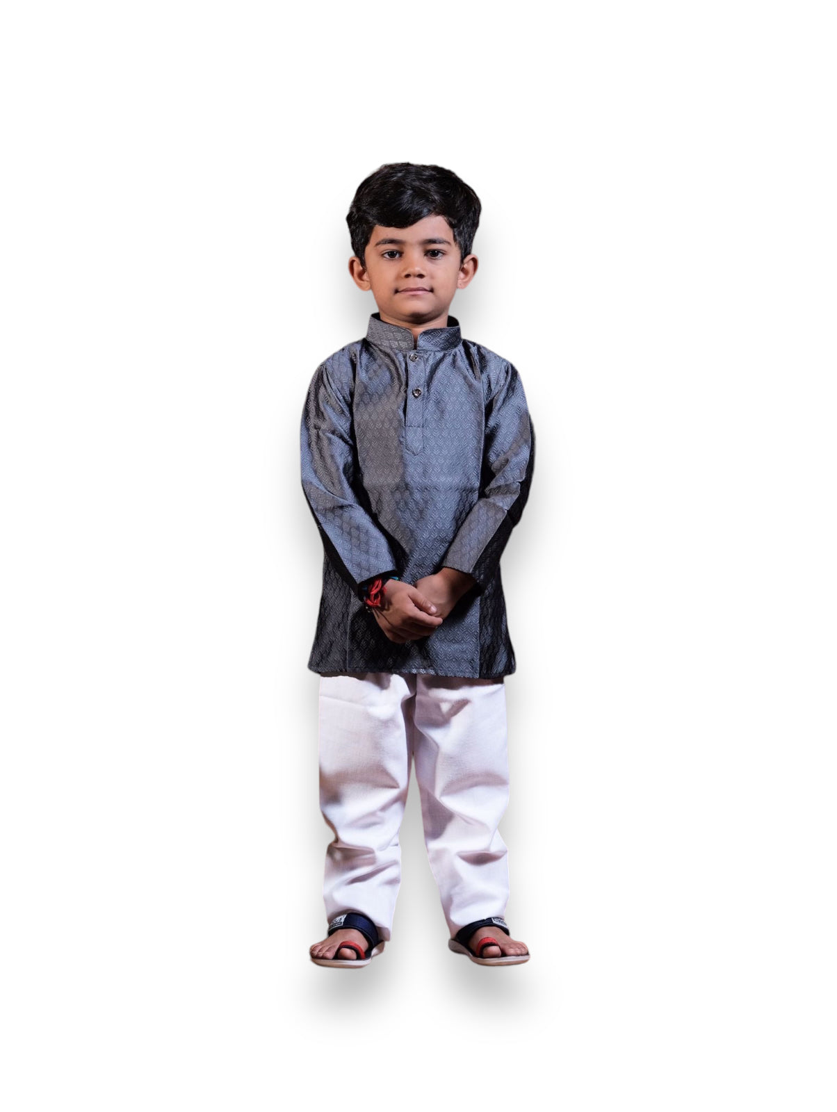 Traditional Jacquard Kids Kurta Pajama Set, Cultural Wear - Saree Ghor Charlotte