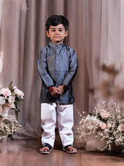 Traditional Jacquard Kids Kurta Pajama Set, Cultural Wear - Saree Ghor Charlotte