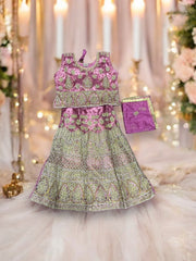 Traditional girls' Lehenga Choli set by Saree Ghor Charlotte, ethnic wear for kids aged 1-2 years, colorful and festive attire.