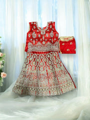 Traditional girls' Lehenga Choli set by Saree Ghor Charlotte, ethnic wear for kids aged 1-2 years, colorful and festive.