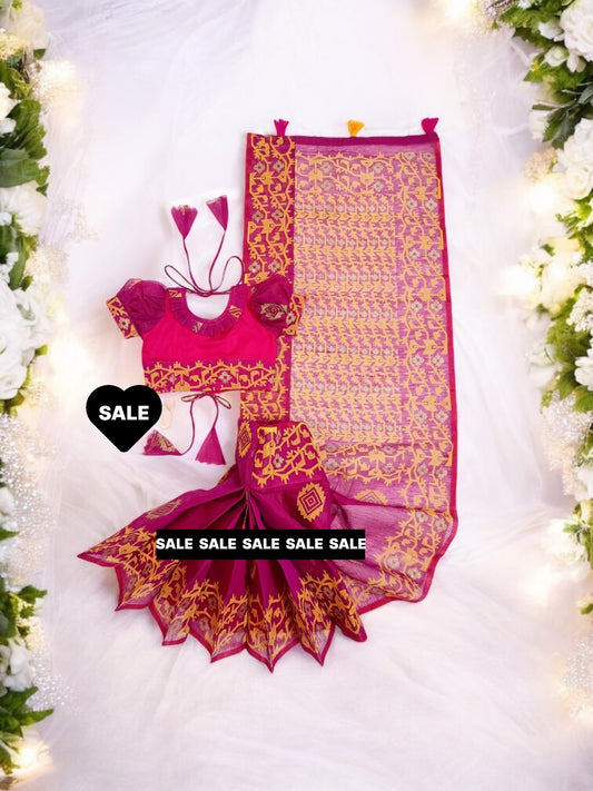 Girls Traditional Ready to Wear Saree – Ethnic Wear for Kids- 102 - Saree Ghor Charlotte