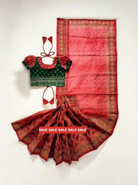 Girls Traditional Ready to Wear Saree – Ethnic Wear for Kids- 105 - Saree Ghor Charlotte