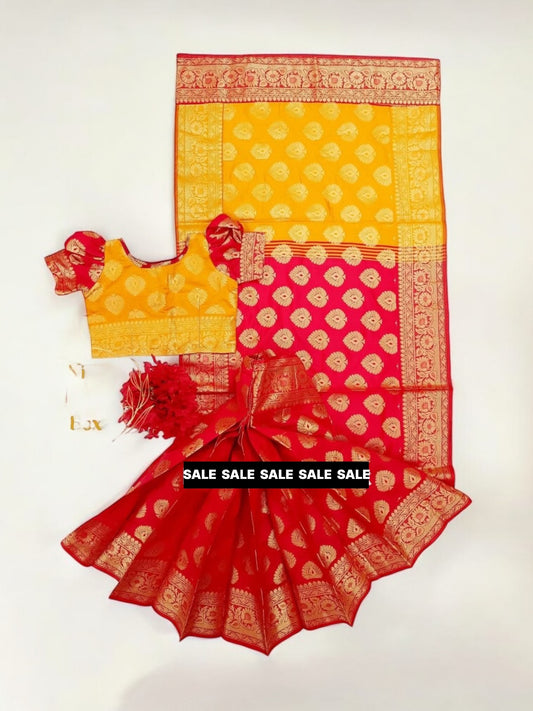 Girls Traditional Ready to Wear Saree – Ethnic Wear for Kids- 107 - Saree Ghor Charlotte