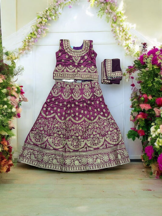 Traditional Girls Lehenga Choli Set – Ethnic Wear for Kids-024 - Saree Ghor Charlotte