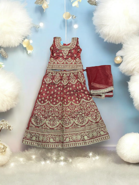 Traditional Girls Lehenga Choli Set – Ethnic Wear for Kids-027 - Saree Ghor Charlotte