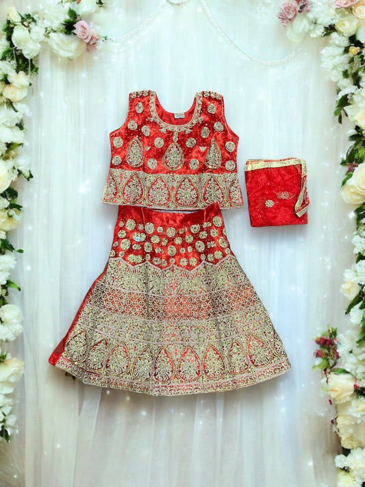 Traditional Girls Lehenga Choli Set – Ethnic Wear for Kids-015 - Saree Ghor Charlotte