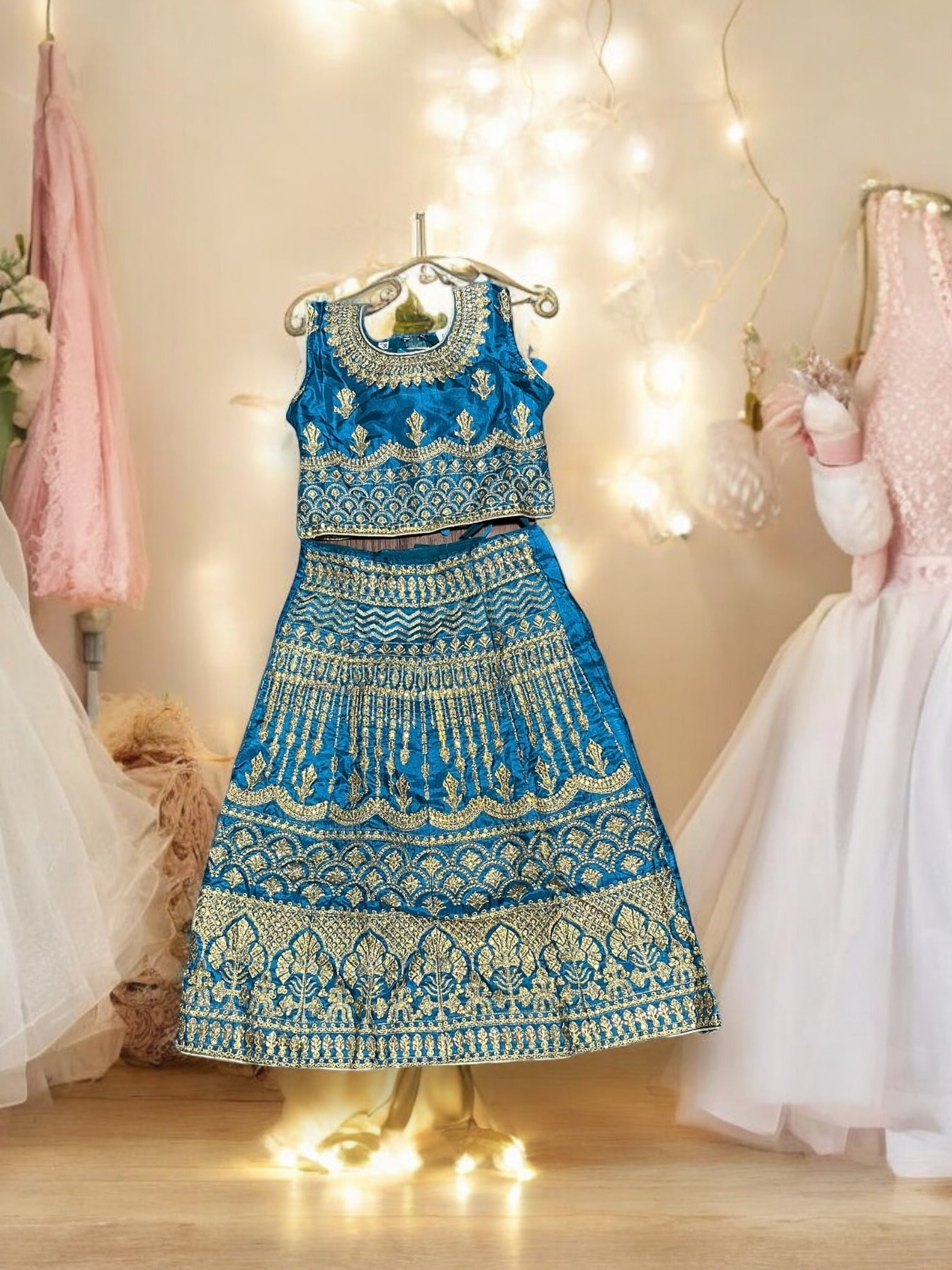 Traditional Girls Lehenga Choli Set, Cultural Wear for Kids,017 - Saree Ghor Charlotte