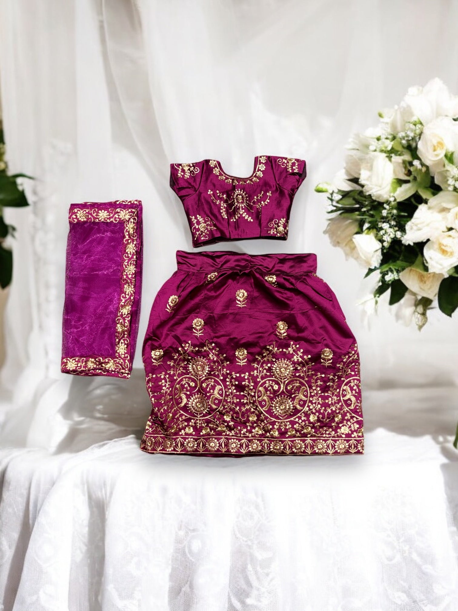 Traditional Girls Lehenga Choli Set, Cultural Wear for Kids,030 - Saree Ghor Charlotte