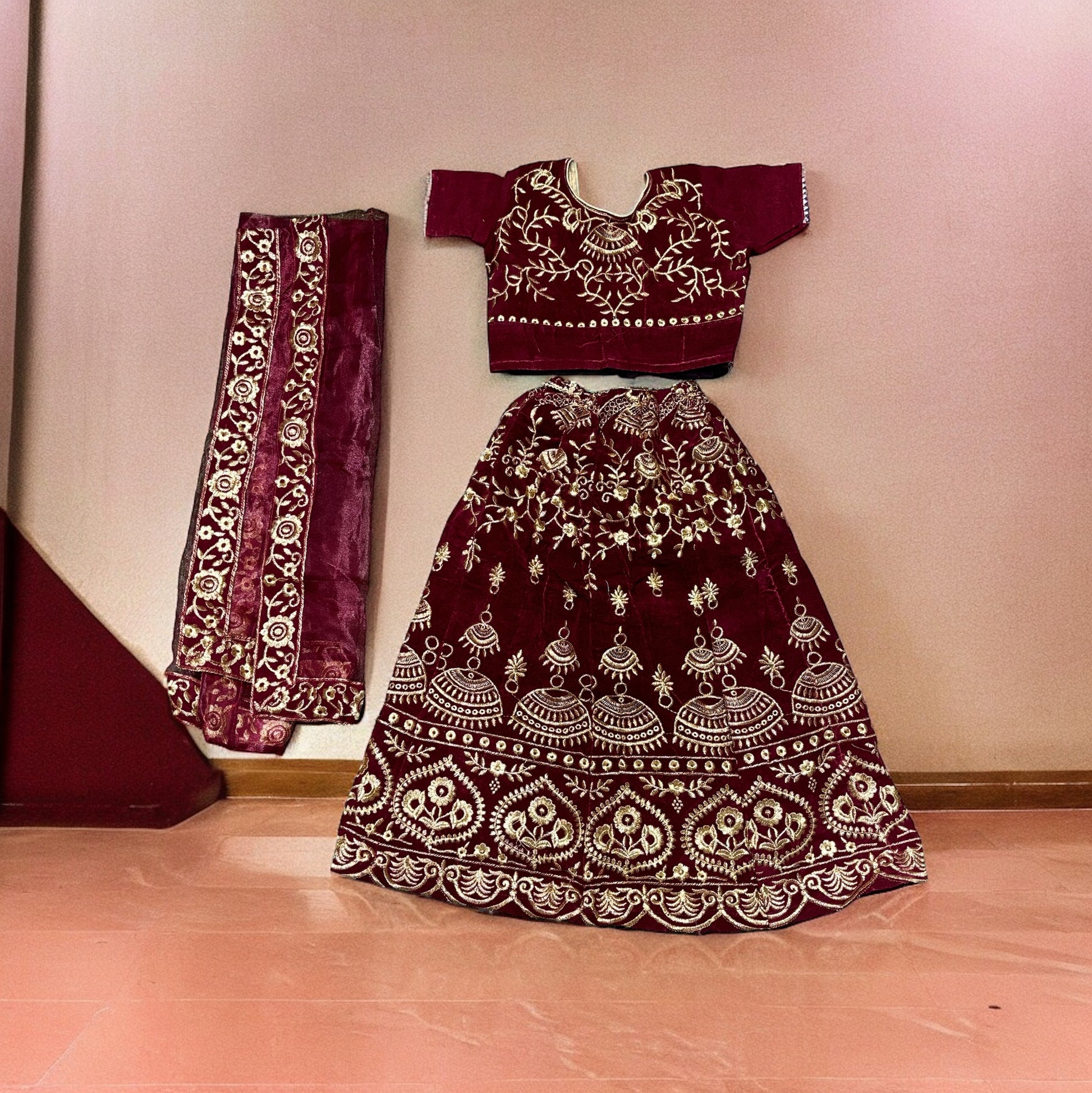 Traditional Girls Lehenga Choli Set, Cultural Wear for Kids,033 - Saree Ghor Charlotte