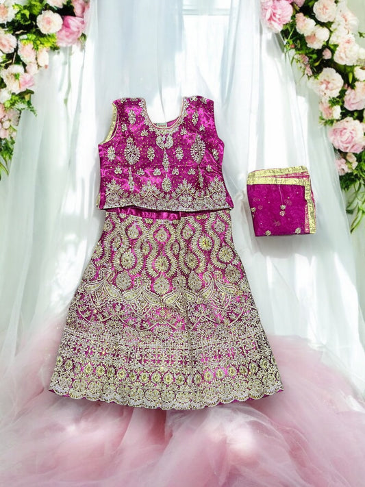 Traditional Girls Lehenga Choli Set – Ethnic Wear for Kids-010 - Saree Ghor Charlotte