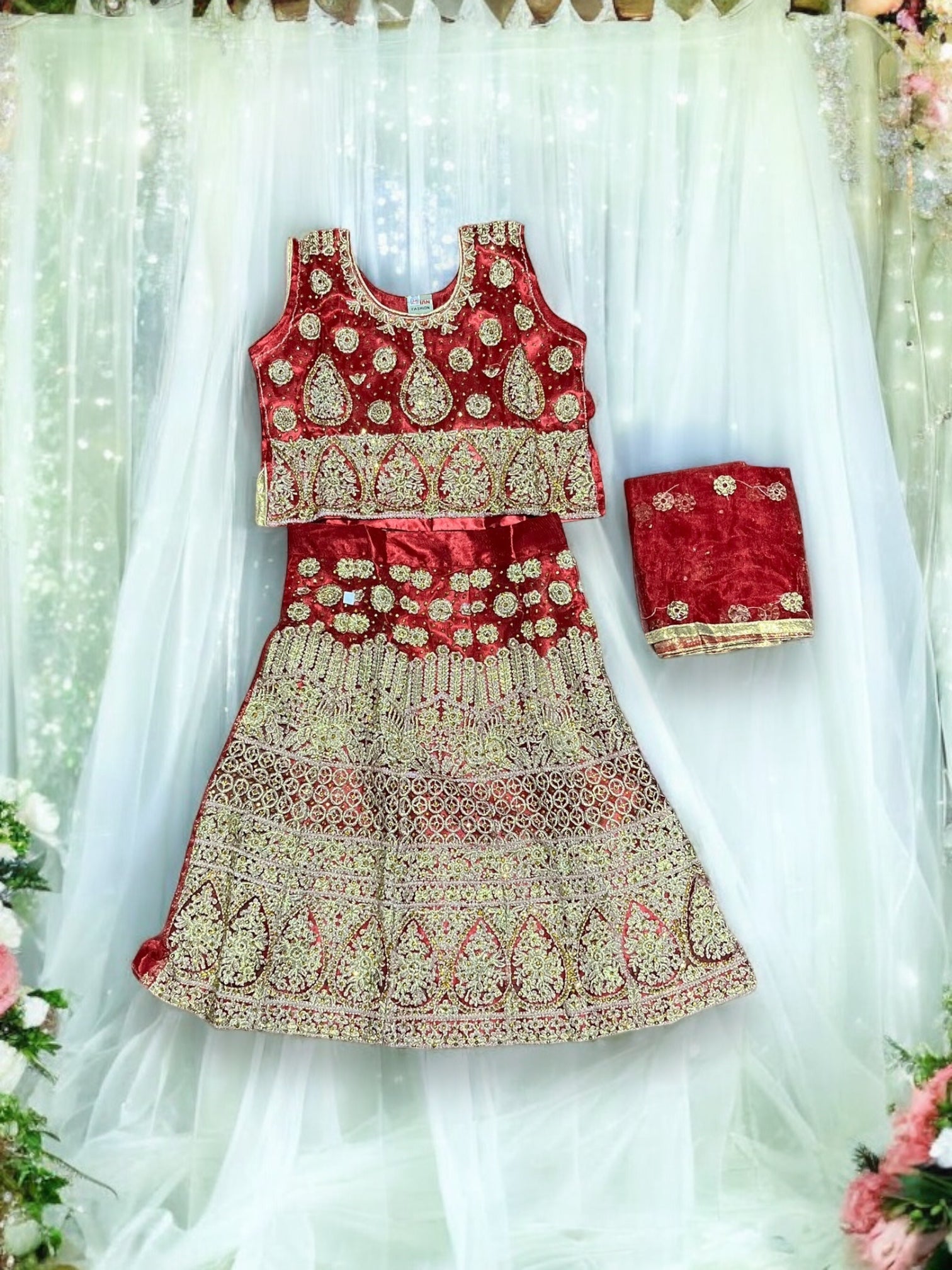 Traditional Girls Lehenga Choli Set, Cultural Wear for Kids,014 - Saree Ghor Charlotte