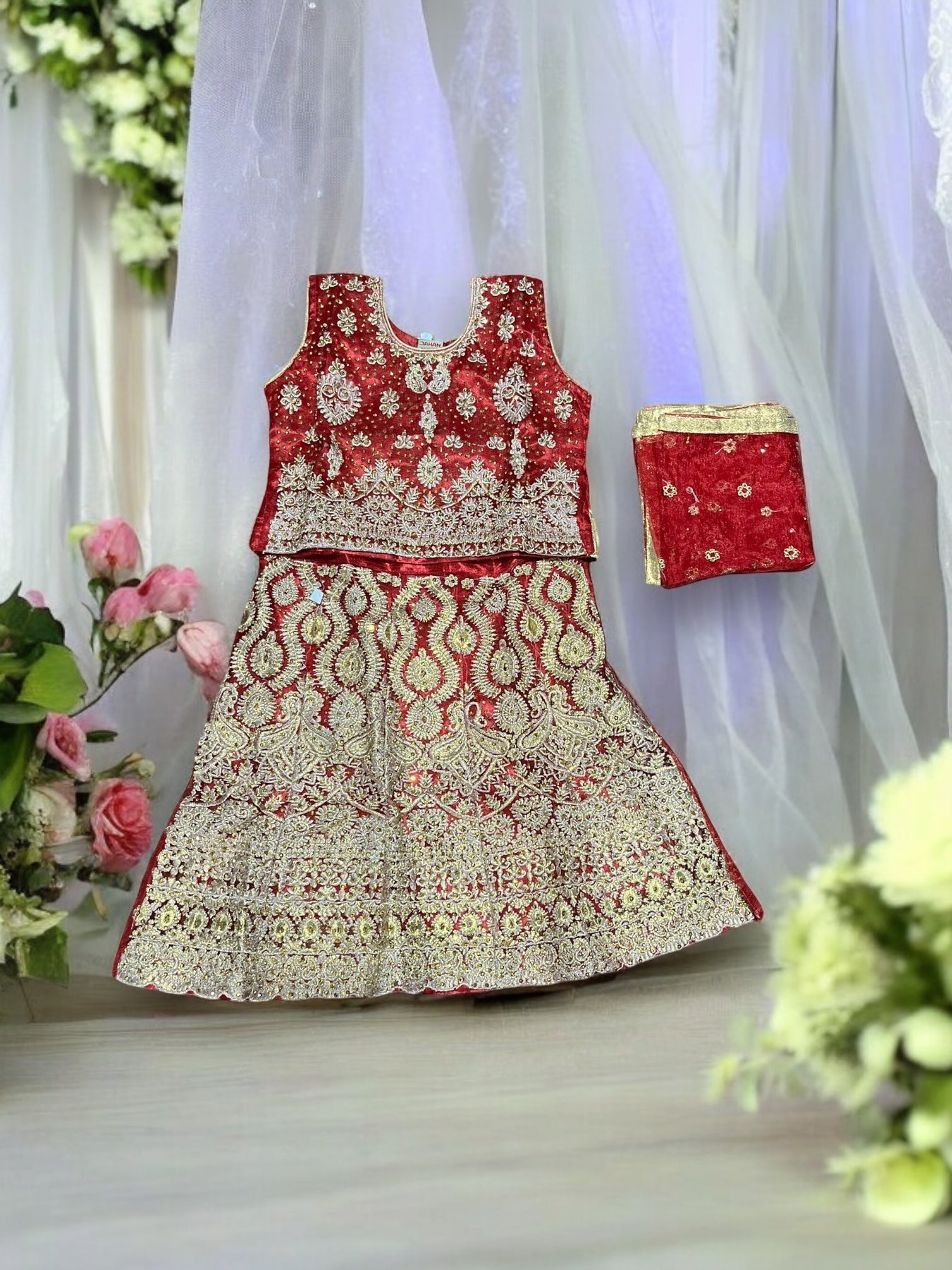 Traditional Girls Lehenga Choli Set, Cultural Wear for Kids,09 - Saree Ghor Charlotte