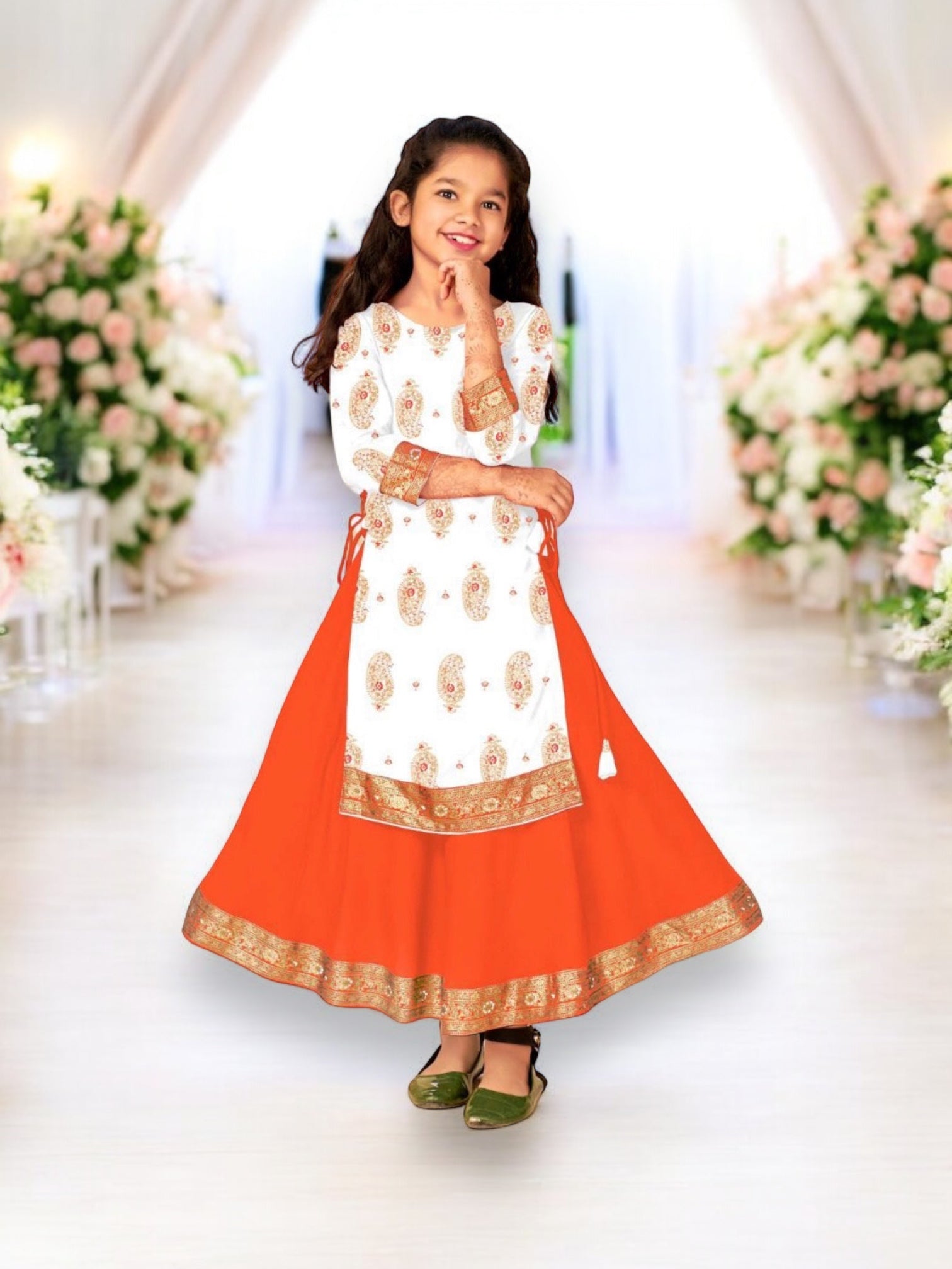 Elegant Girls Rayon Foil Printed Gown,Style Traditional Dress, Cultural Wear, 03 - Saree Ghor Charlotte