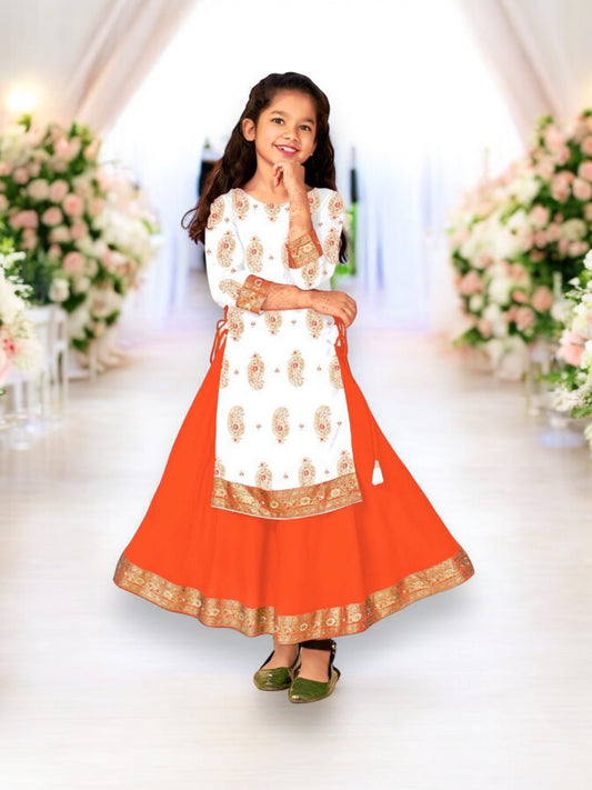 Elegant Girls Rayon Foil Printed Gown-Style Traditional Dress - Ethnic Wear - 03 - Saree Ghor Charlotte