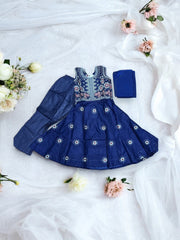 Traditional cotton salwar kameez suit for girls aged 5-6, colorful ethnic wear from Saree Ghor Charlotte.