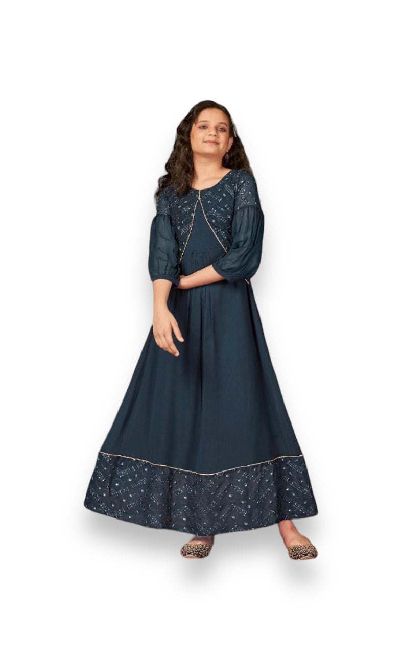Traditional Gown Suit for Young Girls - Ethnic Wear - D - Saree Ghor Charlotte