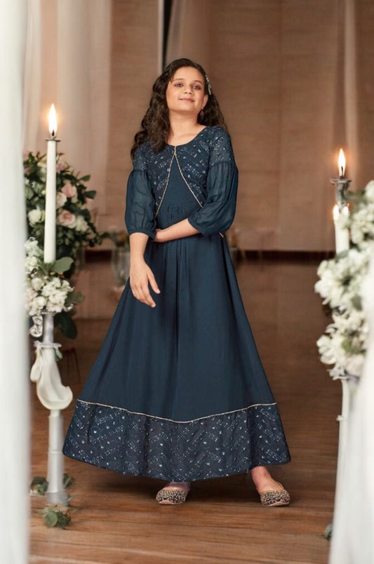 Traditional Gown Suit for Young Girls - Ethnic Wear - D - Saree Ghor Charlotte