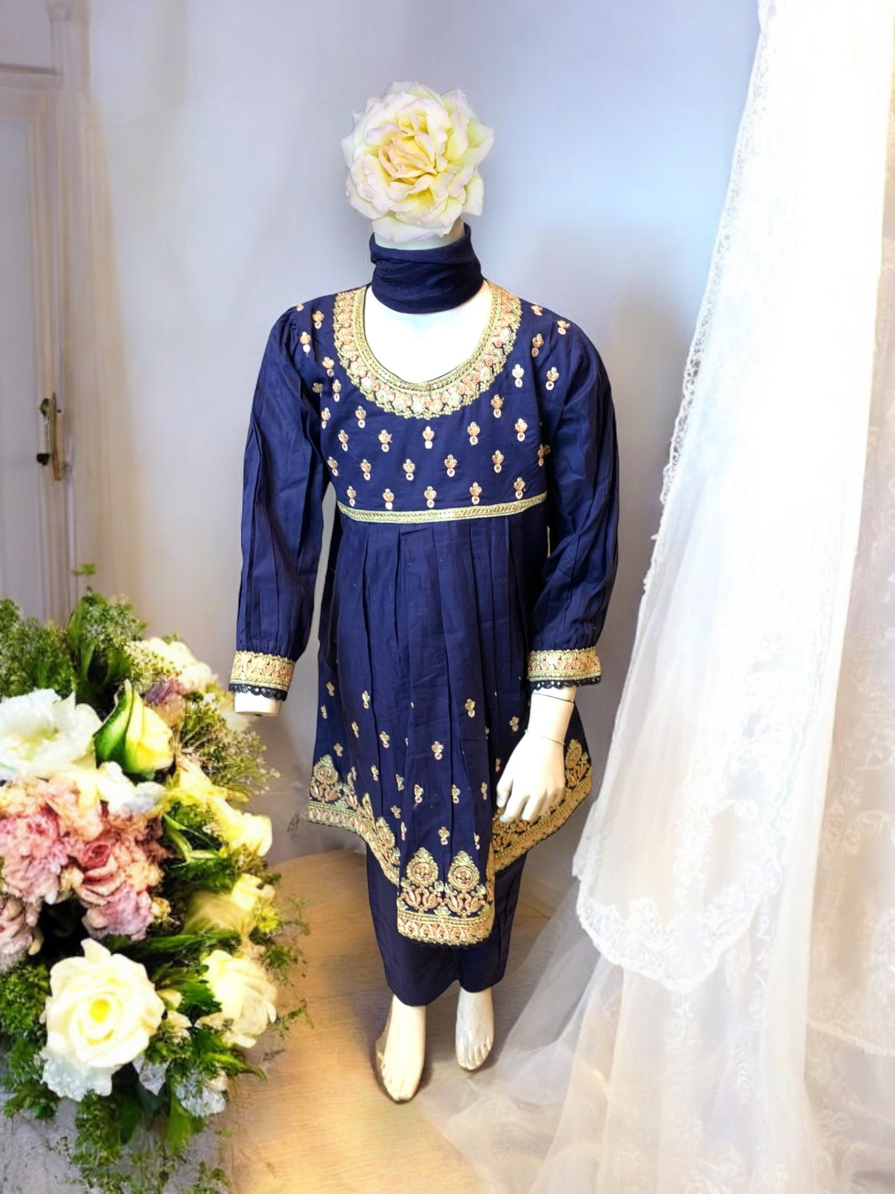 Elegant designer Salwar Kameez for little girls from Saree Ghor Charlotte, featuring colorful ethnic wear for ages 6-12 months.