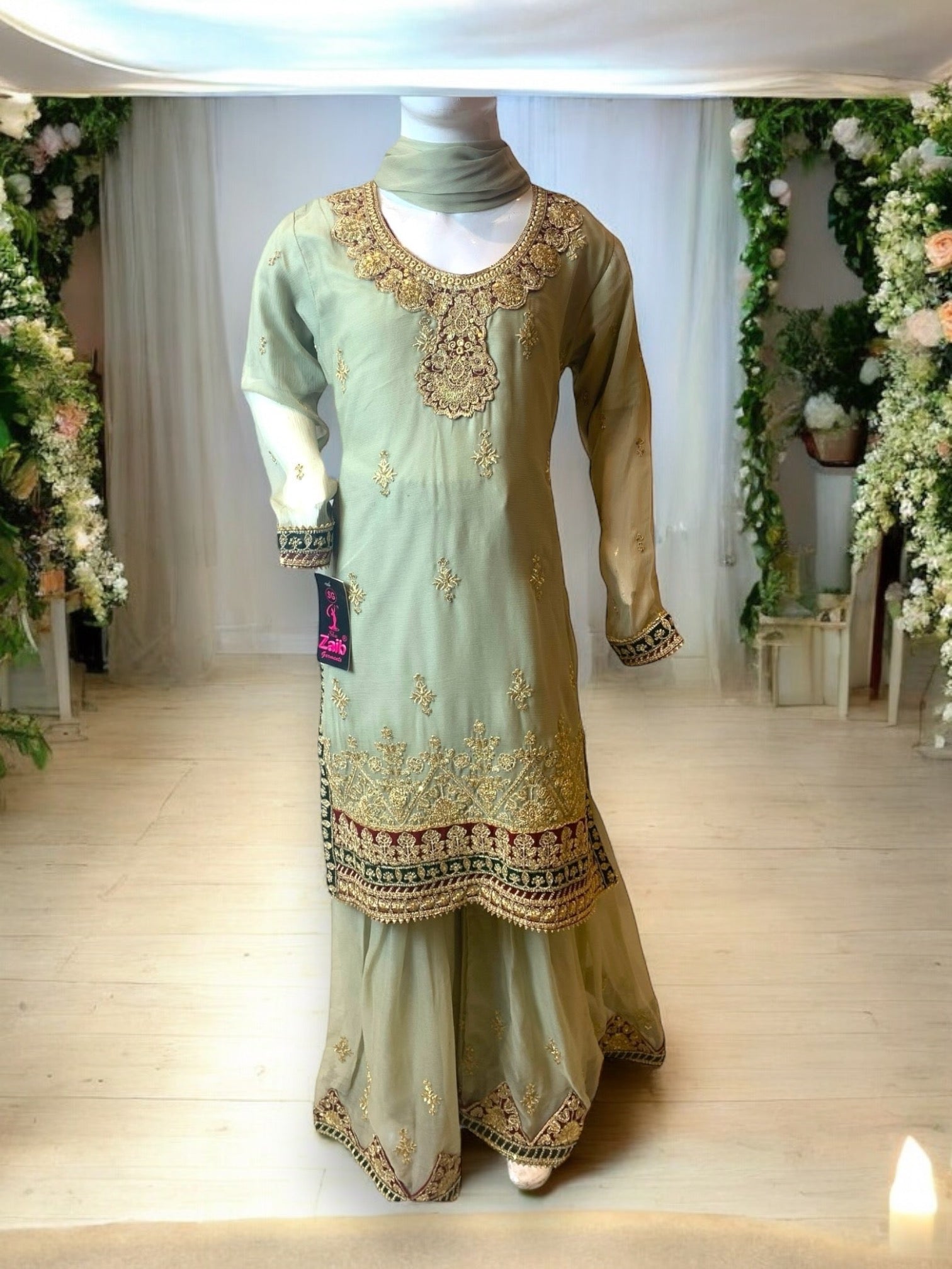 Elegant designer Salwar Kameez for little girls from Saree Ghor Charlotte, featuring colorful ethnic embroidery and stylish fabric.