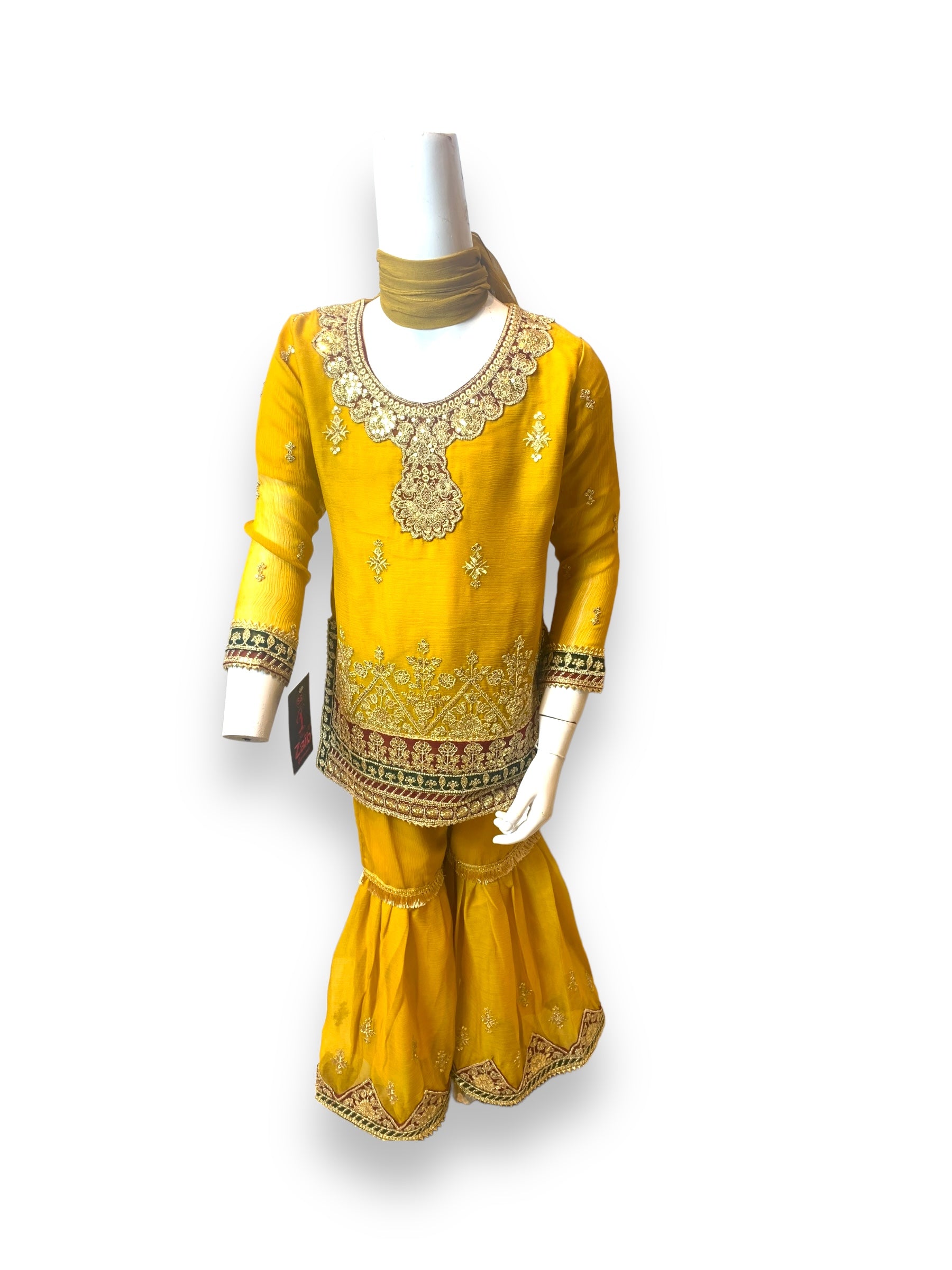 Elegant designer Salwar Kameez for little girls by Saree Ghor Charlotte, featuring vibrant traditional ethnic wear for ages 6-12 months.