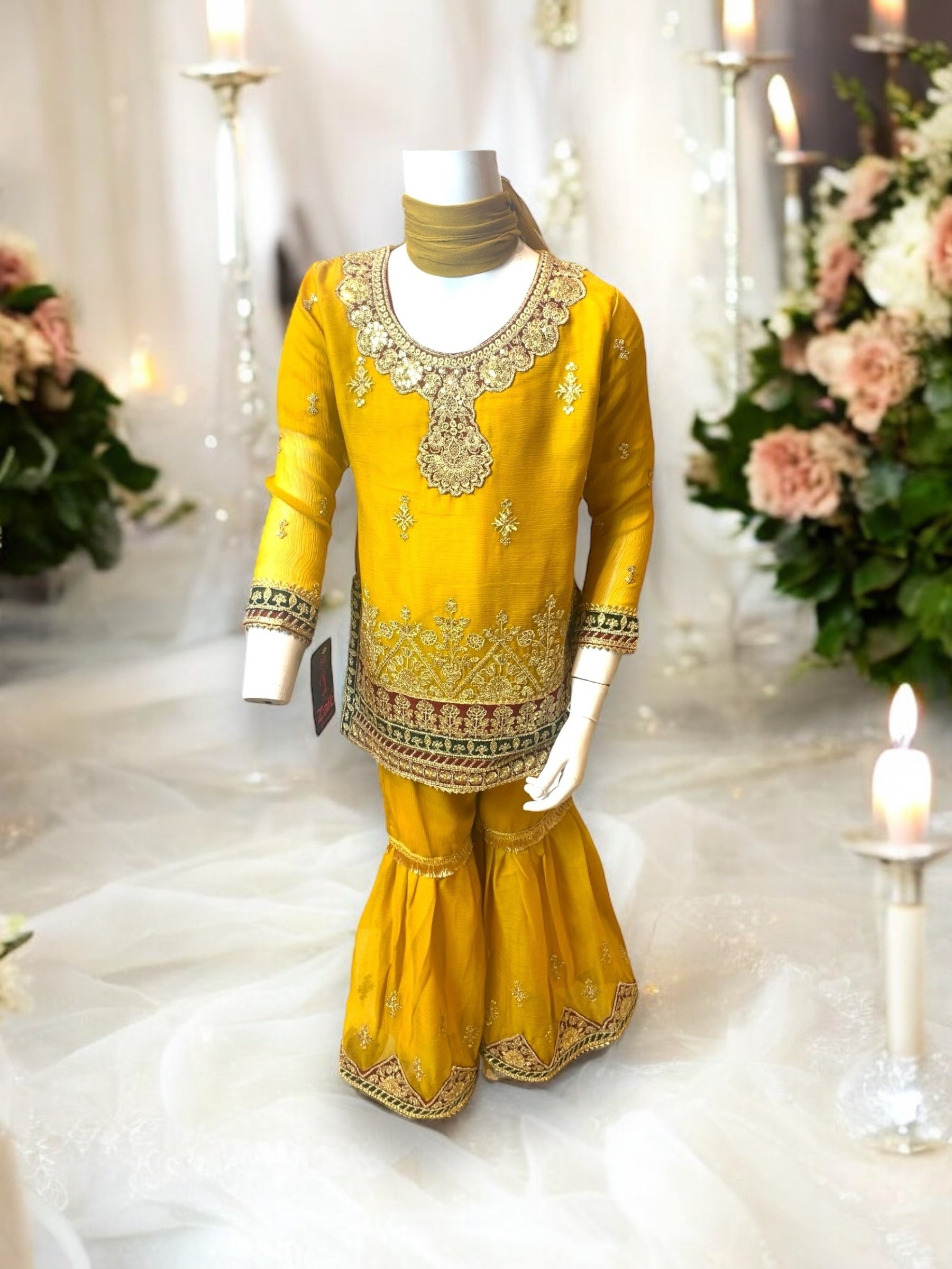Elegant designer Salwar Kameez for little girls by Saree Ghor Charlotte, featuring colorful, stylish ethnic wear for young girls.