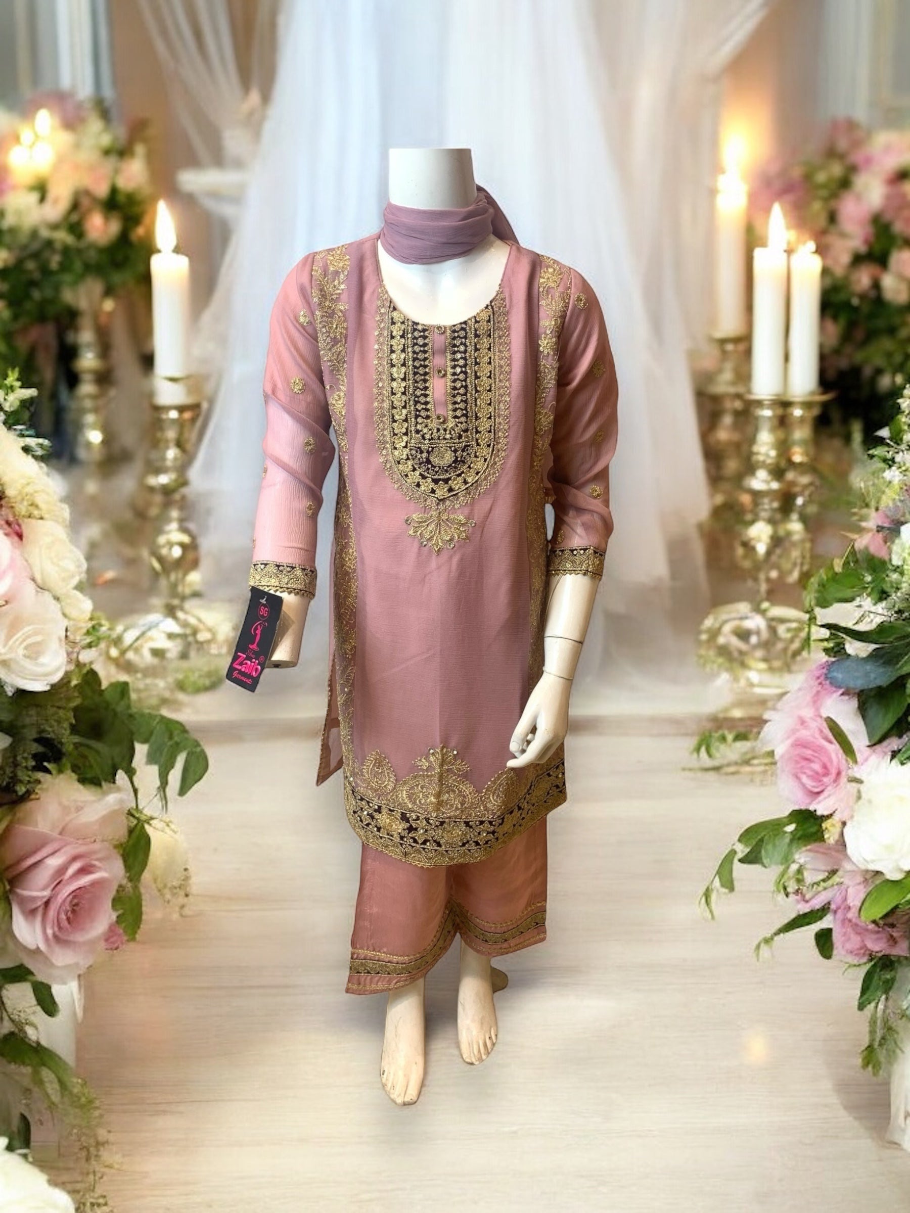 Elegant designer Salwar Kameez for little girls, Saree Ghor Charlotte brand, showcasing colorful, stylish ethnic wear for ages 6-12 months.