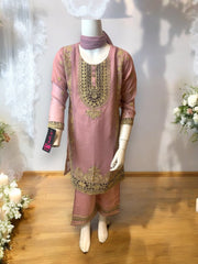 Elegant girls' designer Salwar Kameez by Saree Ghor Charlotte, stylish ethnic wear for little girls aged 6-12 months.