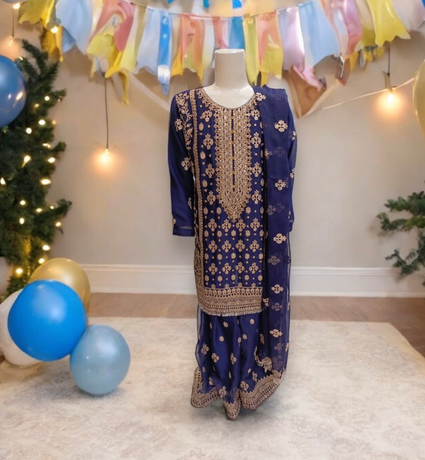 Traditional Designer Salwar Kameez for Little Girls,01, Cultural Wear - Saree Ghor Charlotte