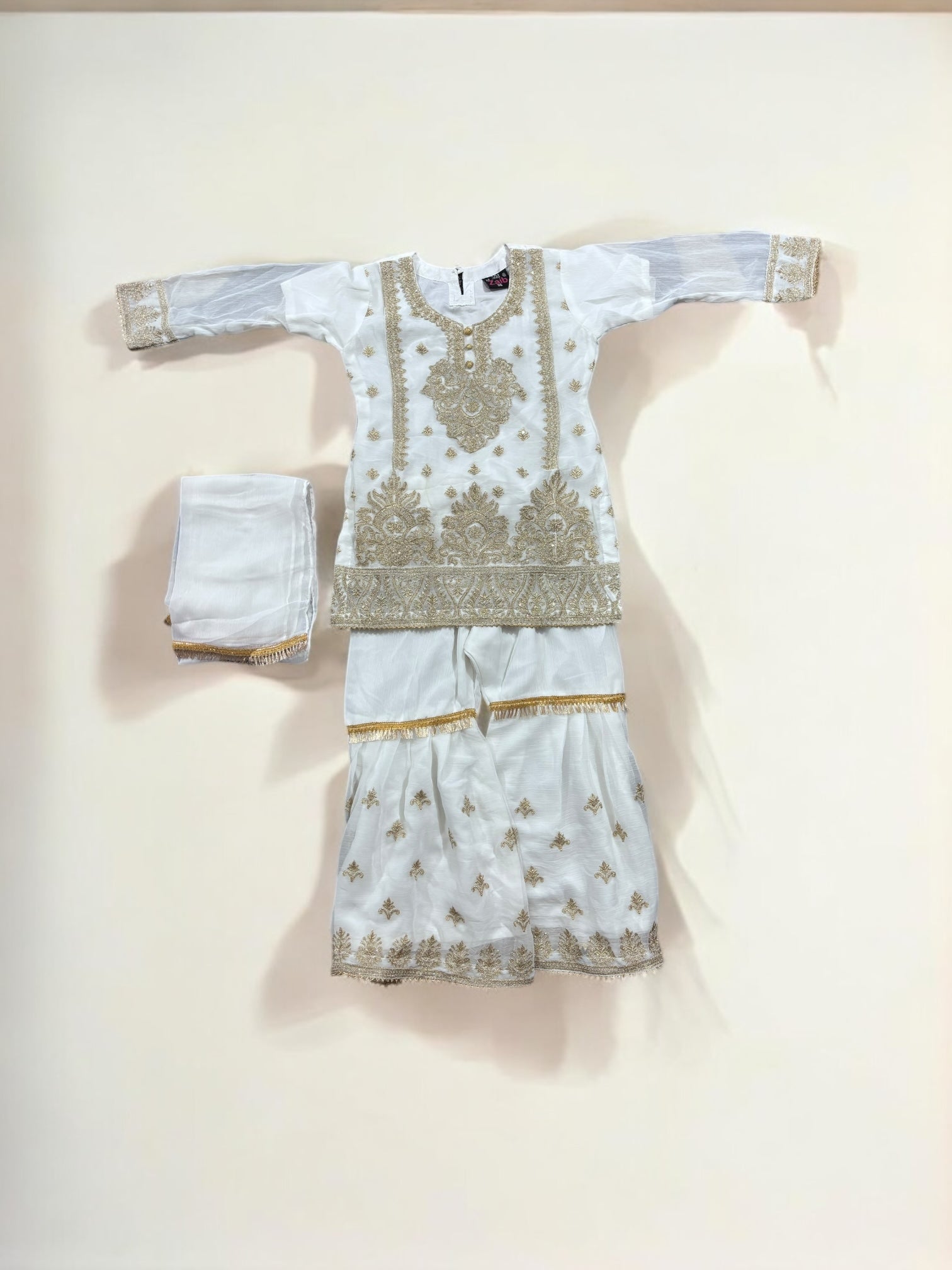 Traditional designer Salwar Kameez for little girls, elegant and stylish ethnic wear by Saree Ghor Charlotte, for ages 6-12 months.