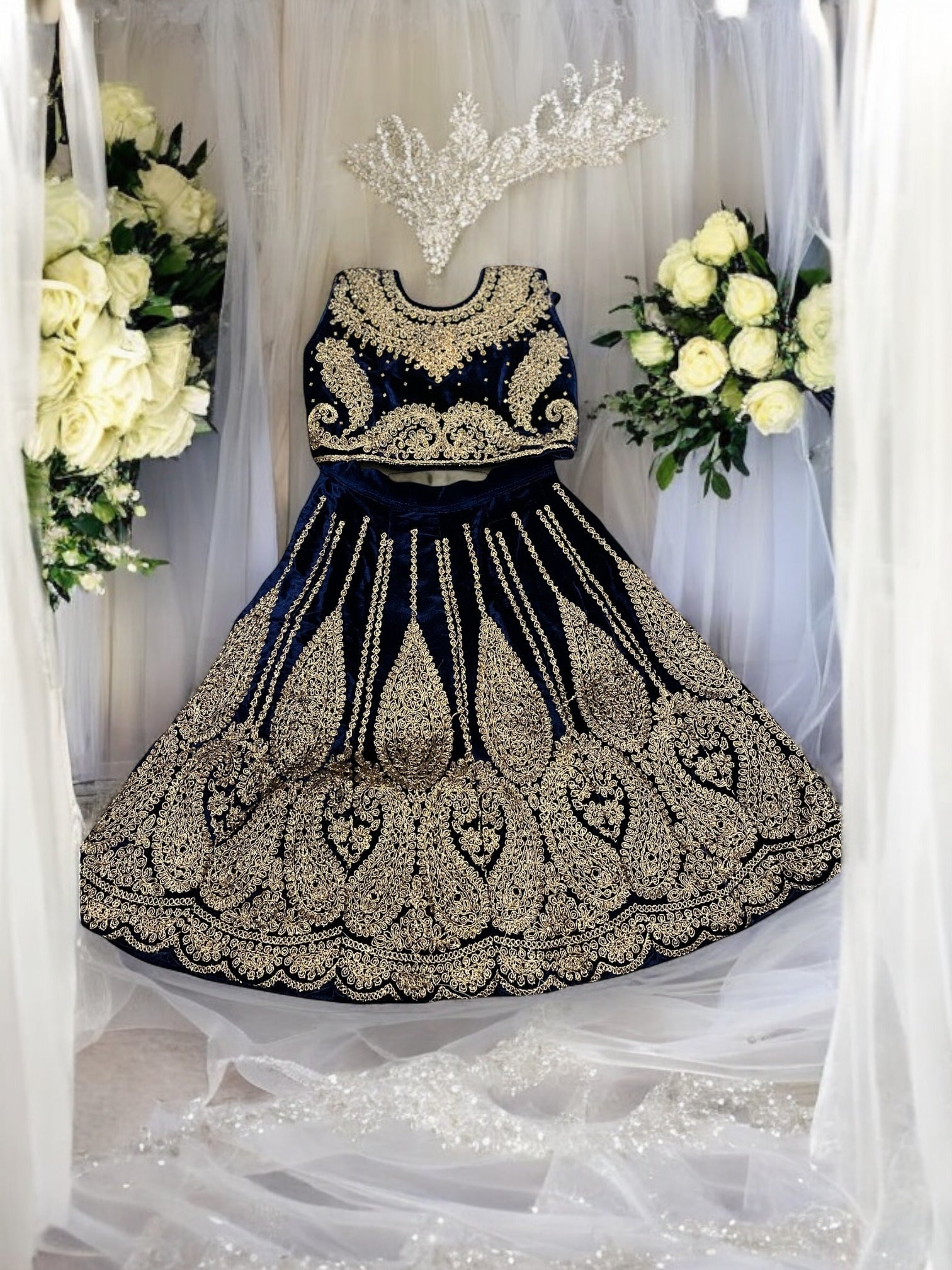Sparkling Splendor: Girls' Lehenga with Dupatta - Saree Ghor Charlotte