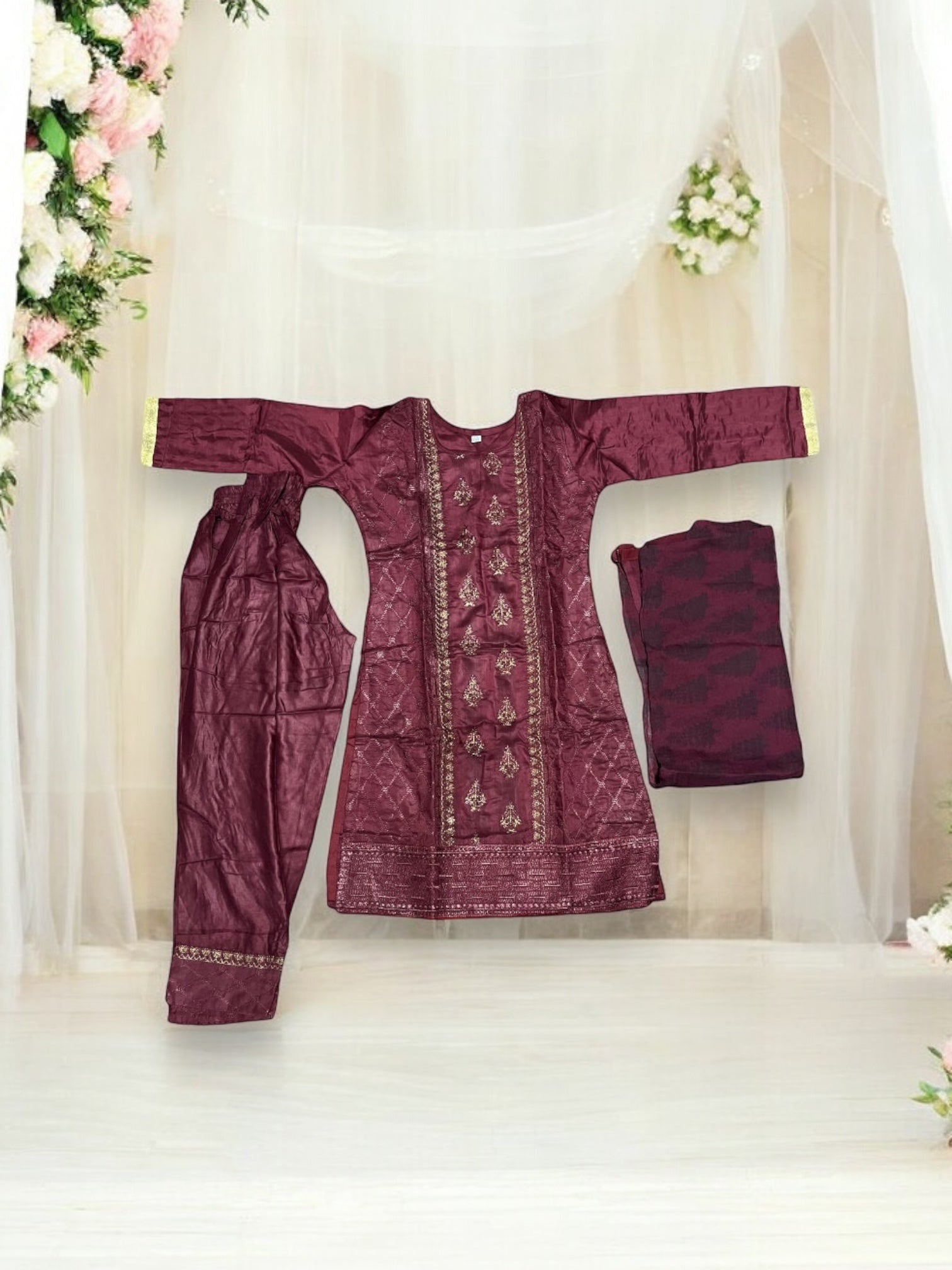 Traditional  Cotton Salwar Kameez Set for Girls, Cultural Wear for Kids, 10 - Saree Ghor Charlotte