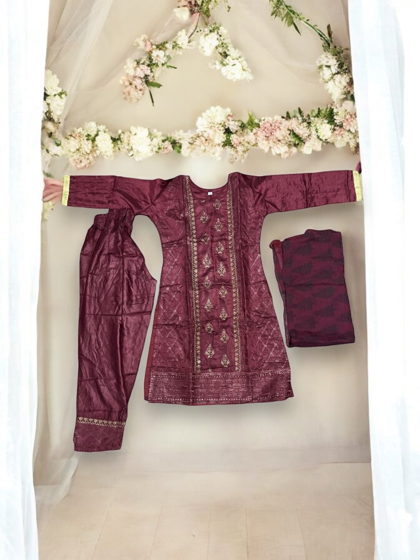 Traditional  Cotton Salwar Kameez Set for Girls - Ethnic Wear for Kids- 10 - Saree Ghor Charlotte