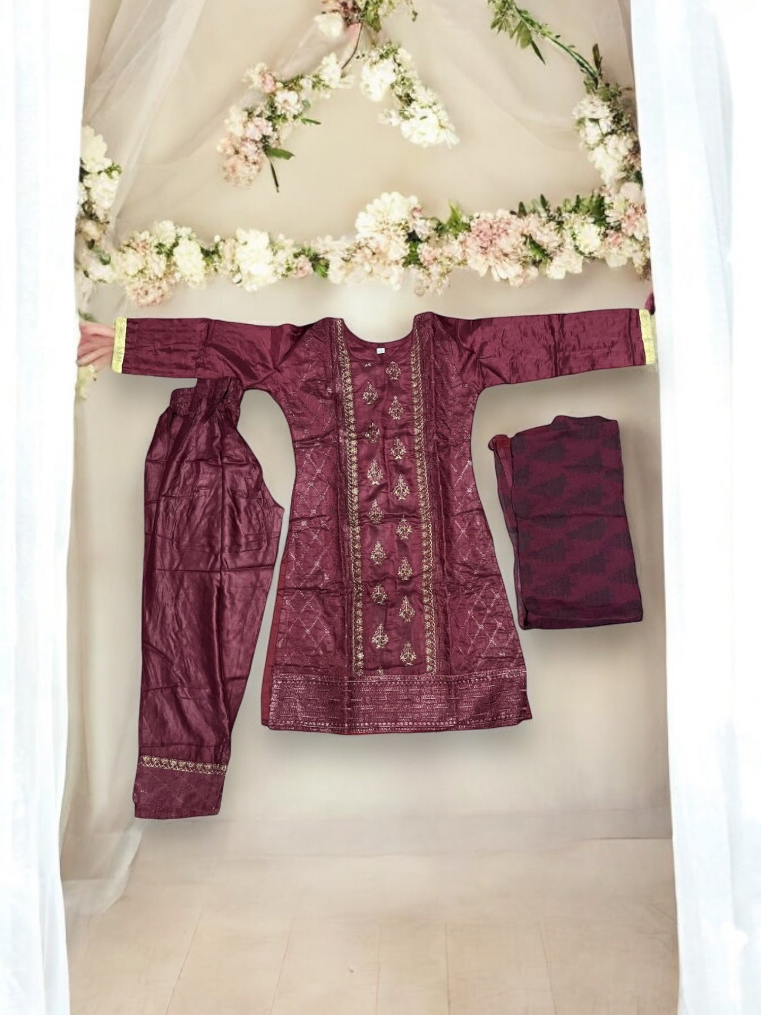 Traditional  Cotton Salwar Kameez Set for Girls - Ethnic Wear for Kids- 10 - Saree Ghor Charlotte