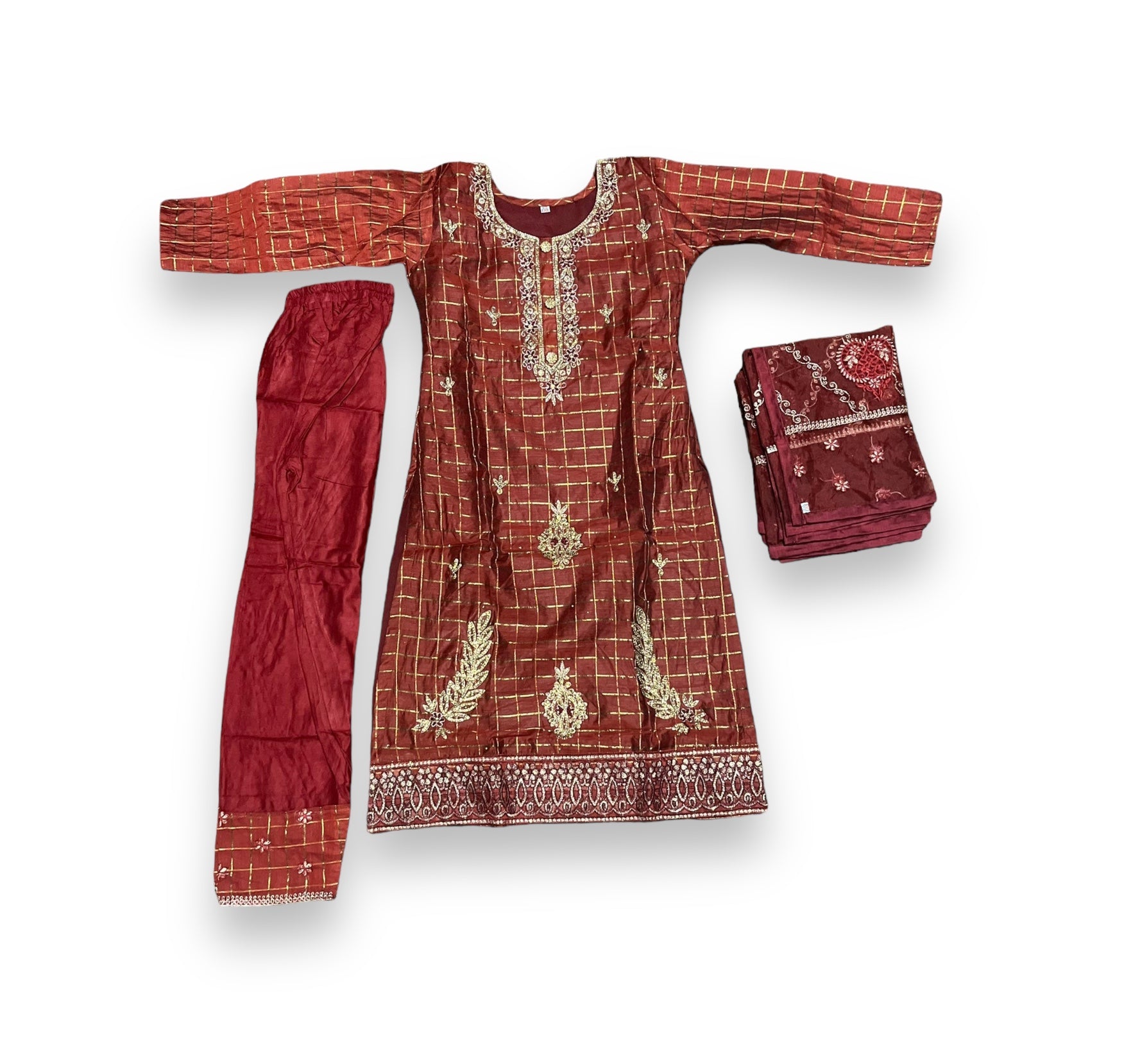Traditional cotton Salwar Kameez set for girls, Saree Ghor Charlotte, featuring colorful ethnic wear for kids aged 6-7 years.