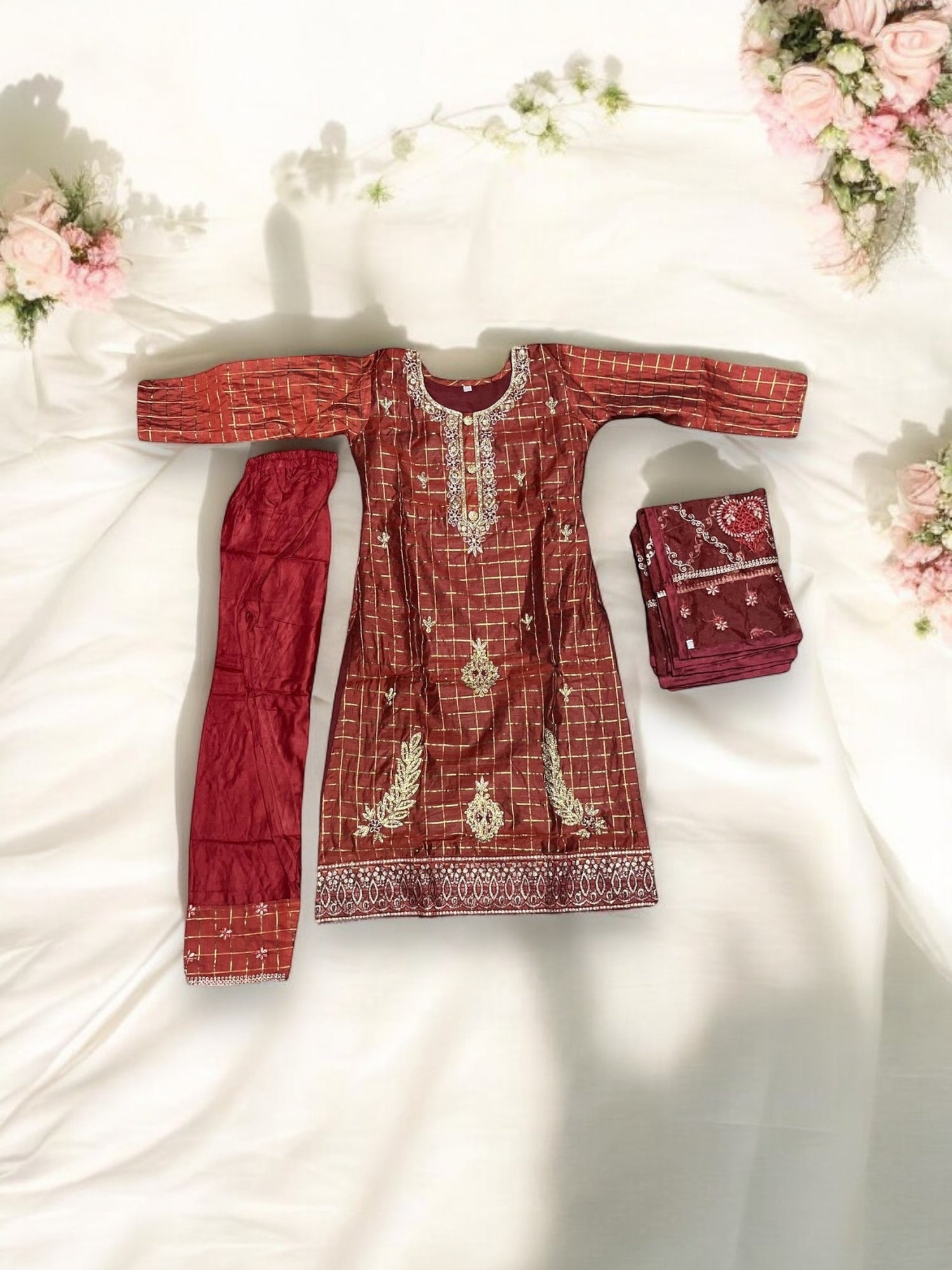 Traditional  Cotton Salwar Kameez Set for Girls - Ethnic Wear for Kids- 12 - Saree Ghor Charlotte