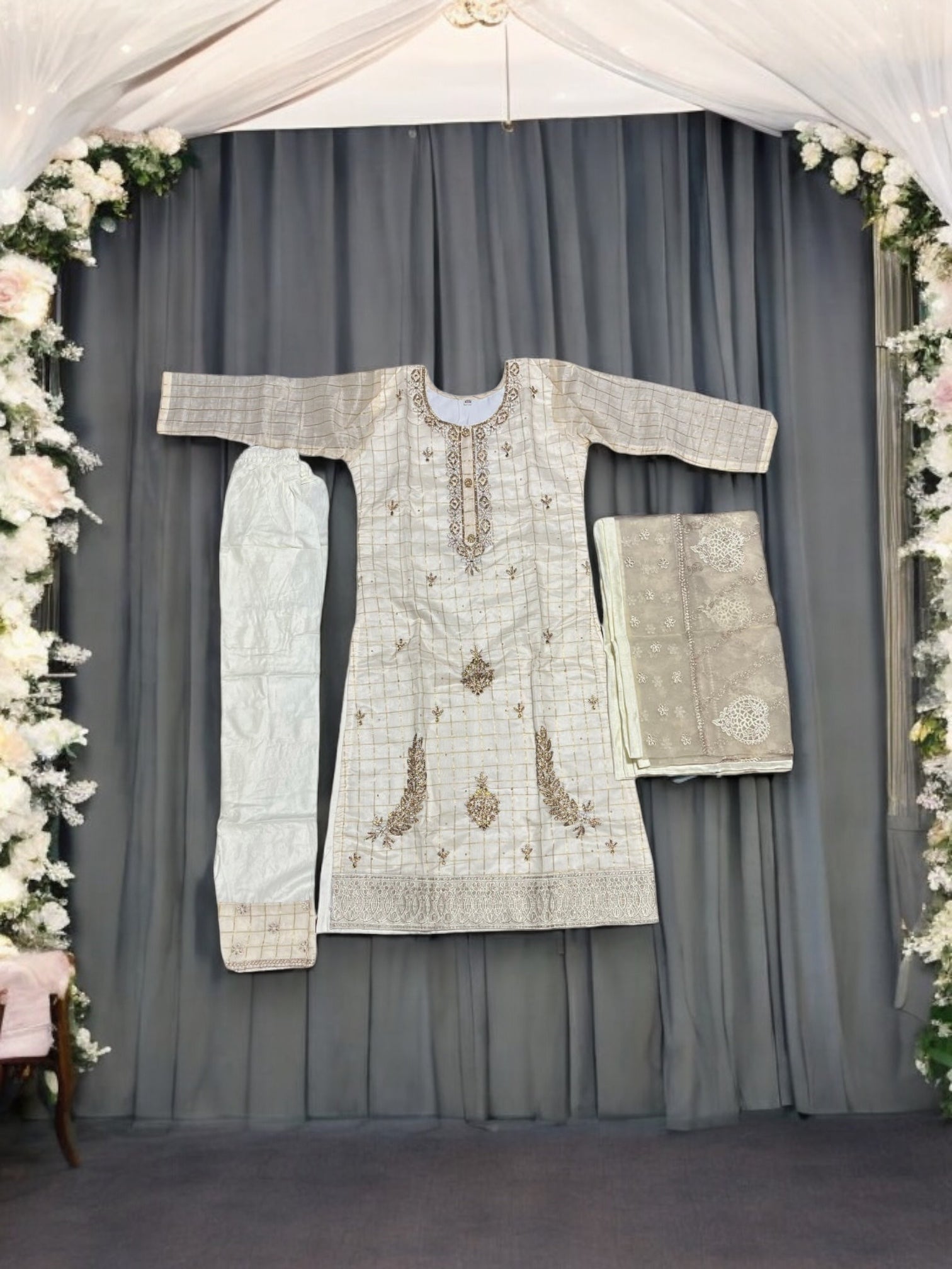 Traditional cotton salwar kameez set for girls aged 6-7, ethnic wear by Saree Ghor Charlotte, in vibrant colors and patterns.