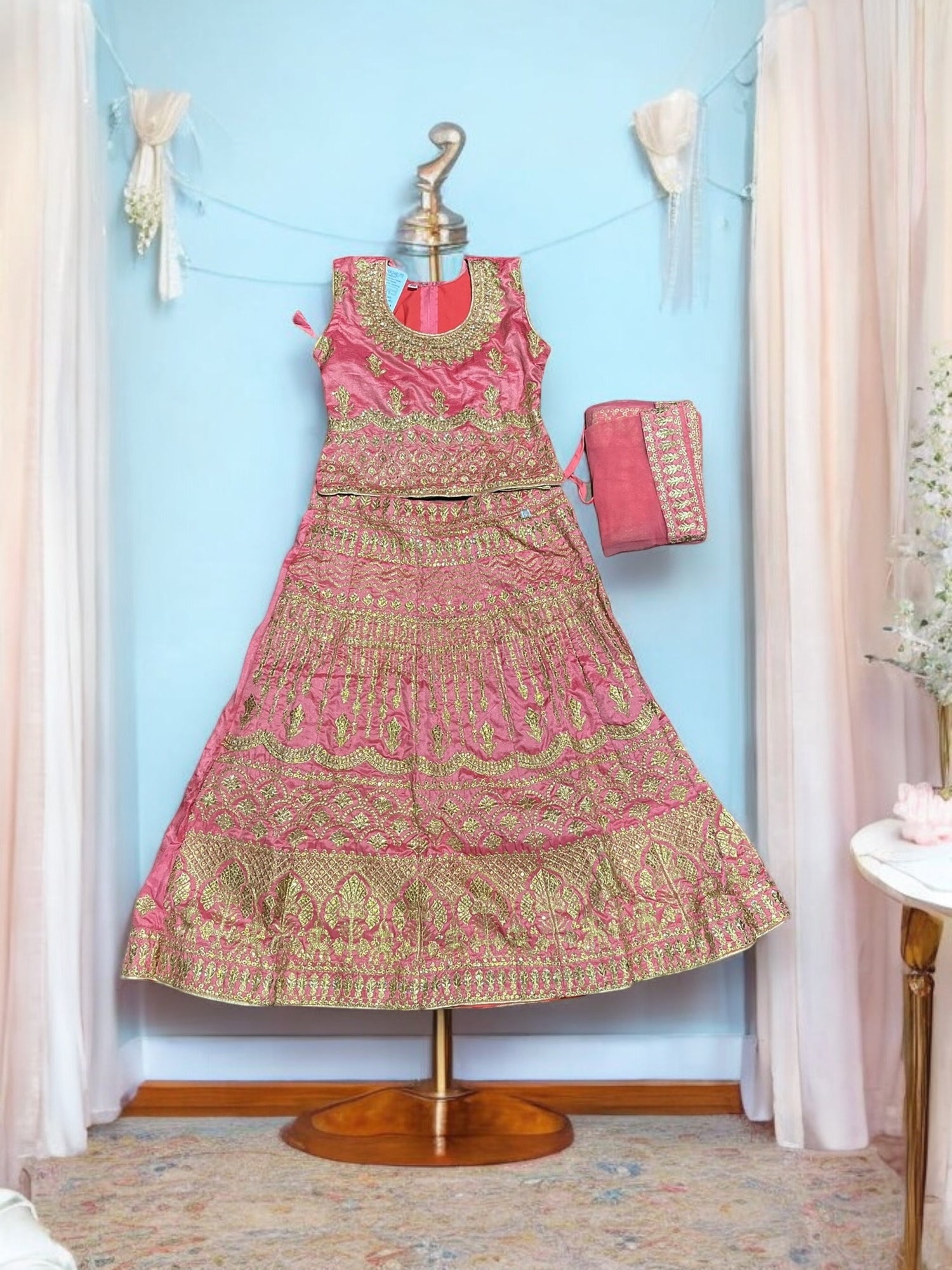 Traditional Girls Lehenga Choli Set – Ethnic Wear for Kids-021 - Saree Ghor Charlotte