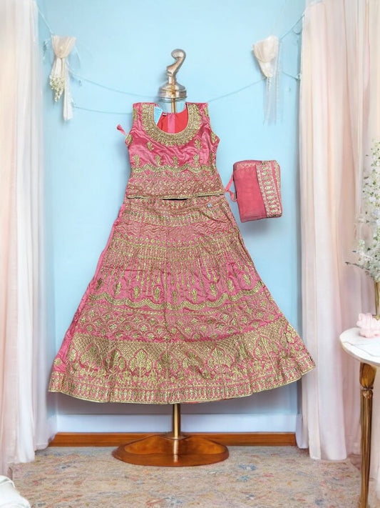 Traditional Girls Lehenga Choli Set – Ethnic Wear for Kids-021 - Saree Ghor Charlotte