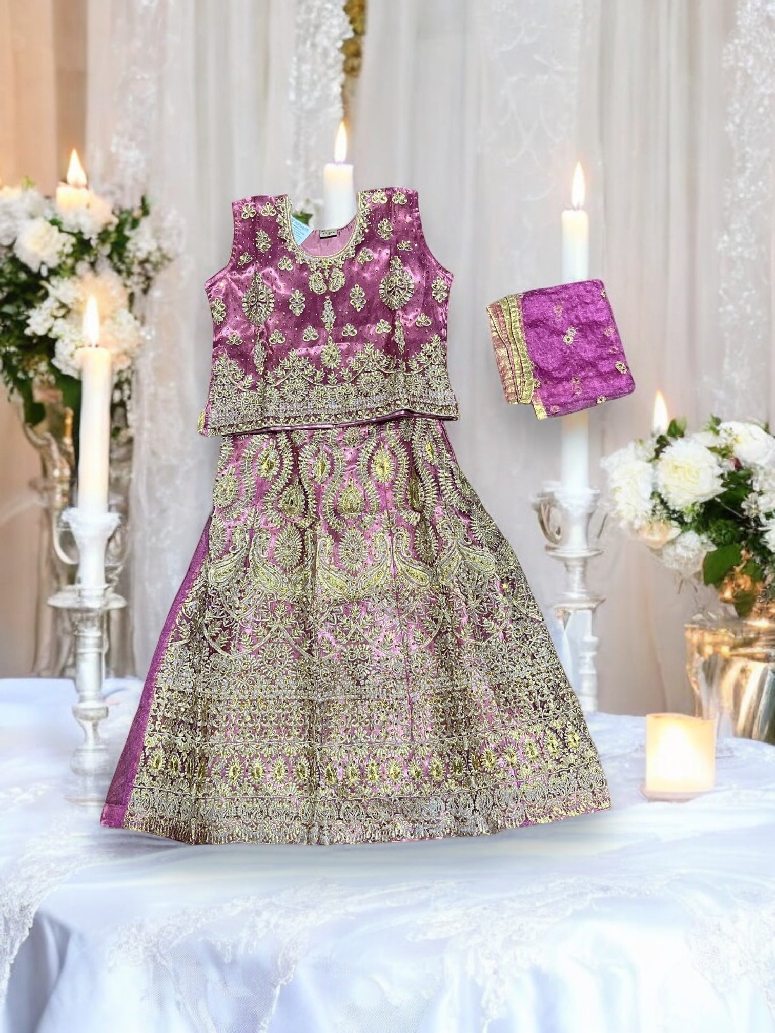 Traditional Girls Lehenga Choli Set, Cultural Wear for Kids,031 - Saree Ghor Charlotte