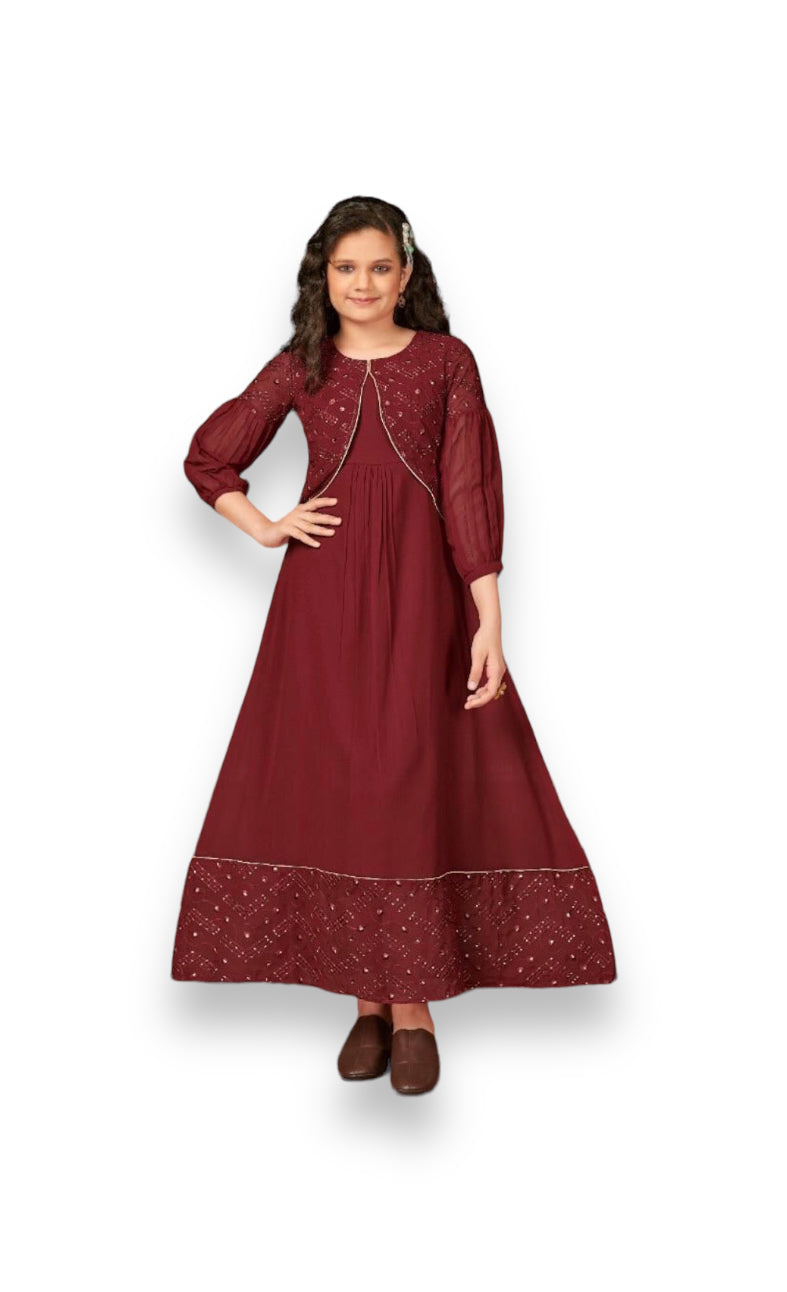 Traditional Gown Suit for Young Girls - Ethnic Wear - B - Saree Ghor Charlotte