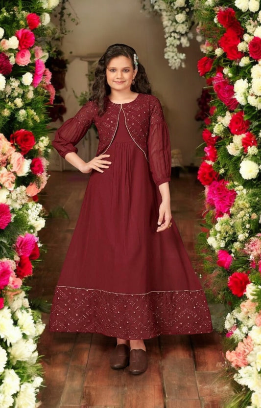 Traditional Gown Suit for Young Girls - Ethnic Wear - B - Saree Ghor Charlotte