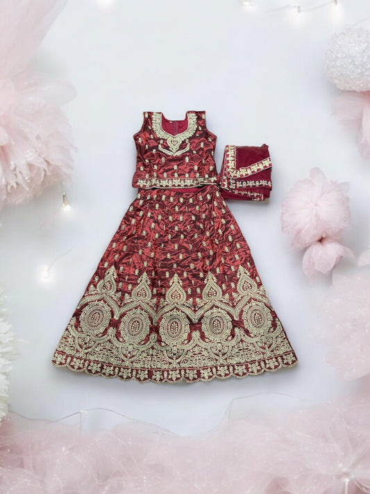 Traditional Girls Lehenga Choli Set – Ethnic Wear for Kids-023 - Saree Ghor Charlotte