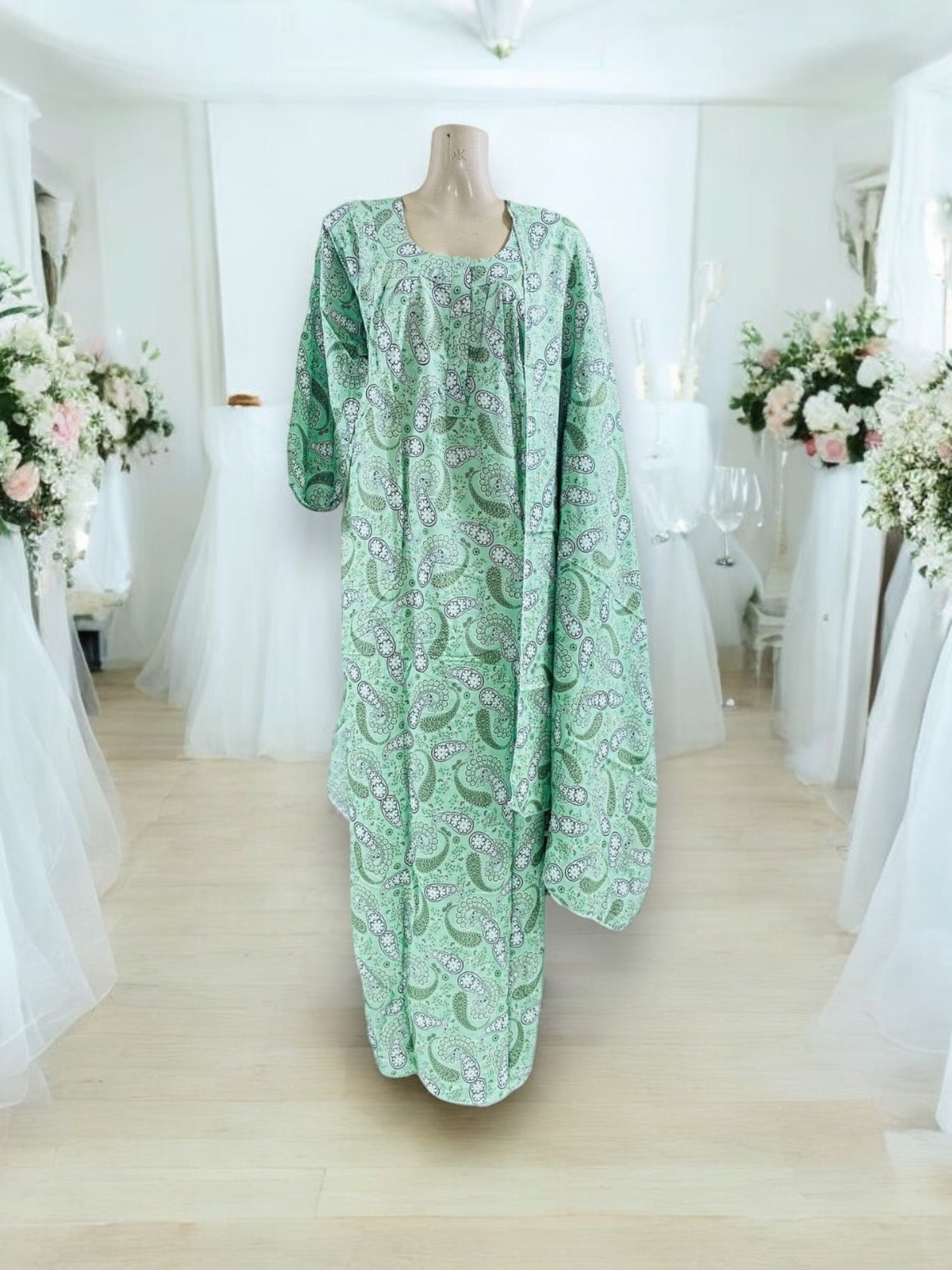 Traditional BD Linen Maxi with Matching Dupatta – Ethnic Wear for Women -   101 - Saree Ghor Charlotte
