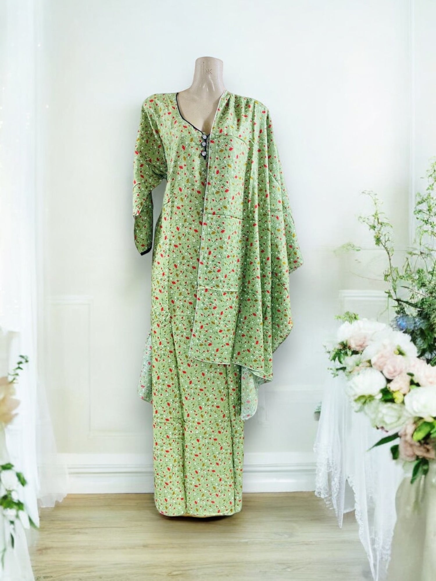 Traditional BD Linen Maxi with Matching Dupatta – Ethnic Wear for Women -  105 - Saree Ghor Charlotte