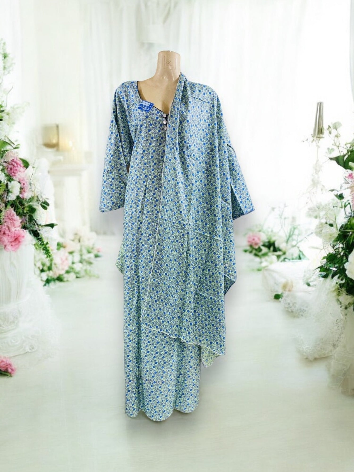 Traditional BD Linen Maxi with Matching Dupatta – Ethnic Wear for Women -  106 - Saree Ghor Charlotte