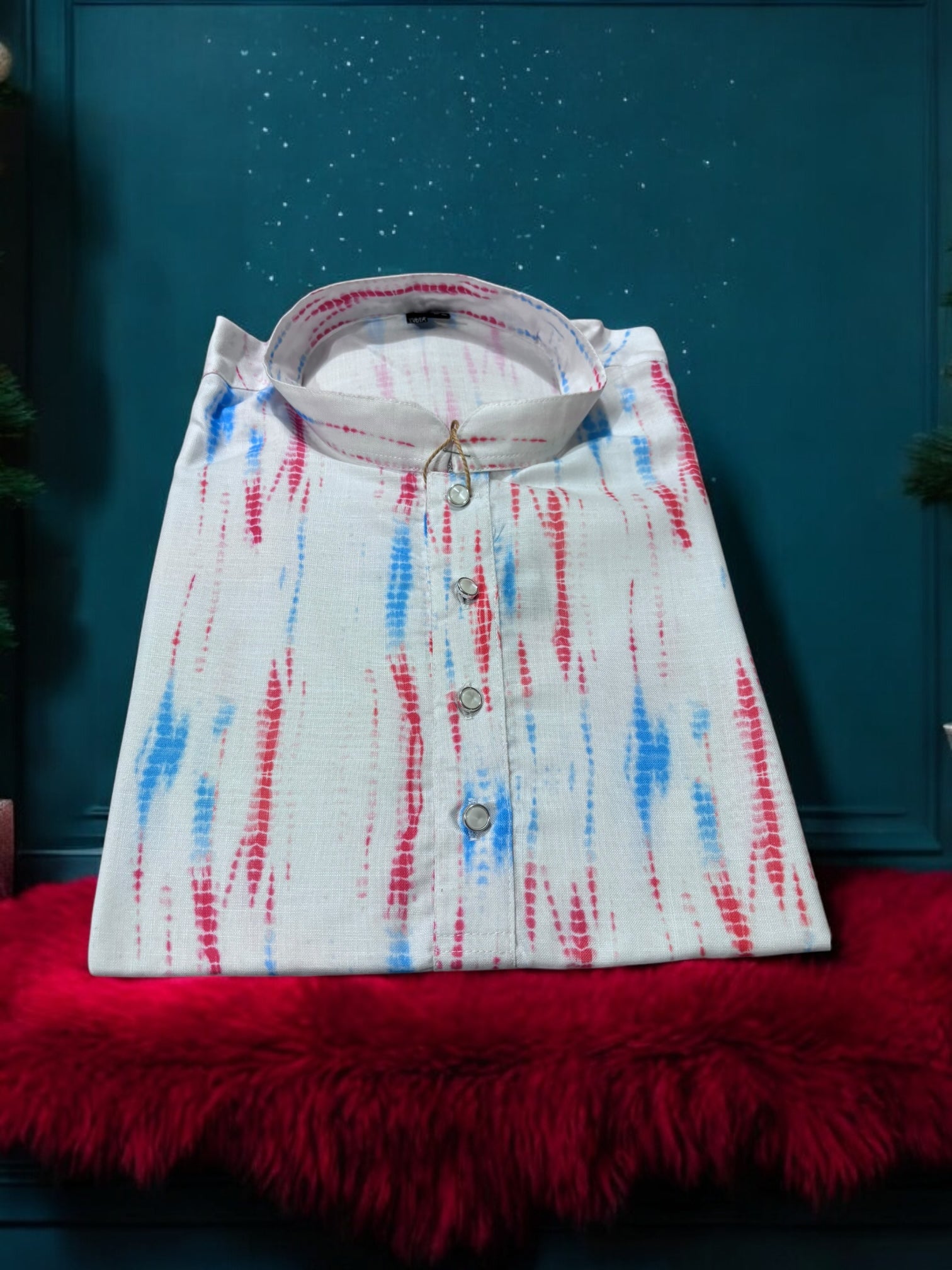 Traditional men's cotton kurta by Saree Ghor Charlotte, featuring classic ethnic design and comfortable fit for cultural wear.