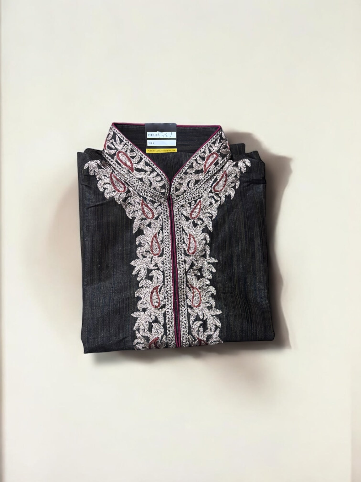 Traditional men's kurta by Saree Ghor Charlotte, featuring a classic ethnic design in vibrant fabric for cultural wear.